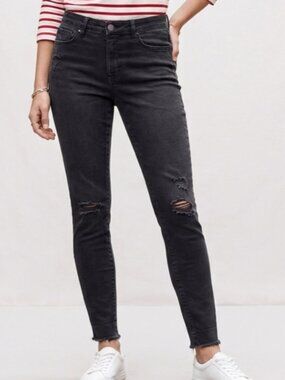 2/$29 Joe Fresh Jeans womens 30 Black Skinny Raw Hem Distressed